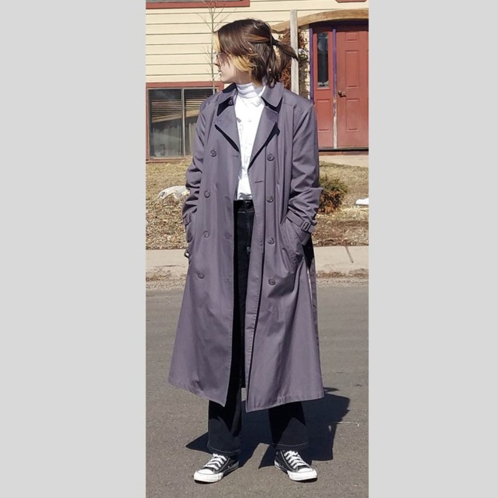 Trench Coat Vintage Misty Harbor Excellent Condition SZ 12 Grey